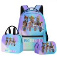 thumbnail image 3 of ROBLOX Virtual World-Conjunto de 3 piezas, Mochila escolar de primaria y secundaria, bolsa de almuerzo, Bolsa Escolar de dibujos animados de Anime, 3 of 4