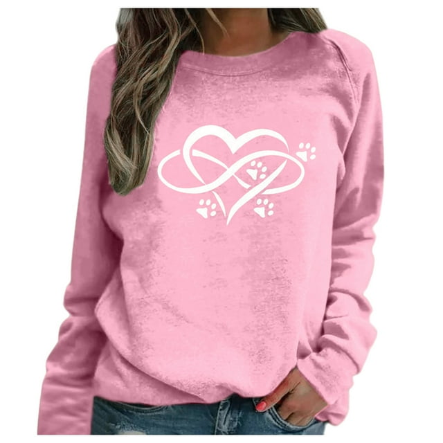 Hauts à Manches Longues pour Femmes Décontractés Impression Empreintes Raglan Chemises Blouses Hauts Décontractés Longs pour Femmes