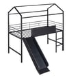 thumbnail image 5 of DreamBuck House Loft Bed with Slide, Twin Metal Loft Bed with Chalkboard, Roof, Guardrail, Built-in Ladder and Slide, Metal House Bed for Teens, Twin Loft Beds for Bedroom Dorm, No Box Spring Needed, 5 of 8