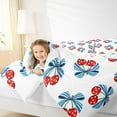 thumbnail image 4 of Feelyou Cartoon Ribbon Cherry Full Size Comforter Sets for Child, Fashion Bow-tie Blue Bedding Comforter Set, Kawaii Princess Bow Reversible Bedding Sets, Super Cozy Room Decor, 3pcs, 4 of 8