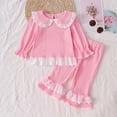 thumbnail image 3 of Mnyotv Toddler Baby Girl Clothes Ruffle Striped Long Sleeve Top Pants 2Pcs Fall Winter Outfits for Girls Size 2-3Y, 3 of 6