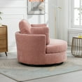 thumbnail image 4 of 42” Swivel Accent Barrel Chairs with Headrest, Chaise Lounge Indoor with Neck Support Pillow, Swivel Chairs for Living Room, Oversized Chair for Bedroom Lounge Hotel, Pink, 4 of 8