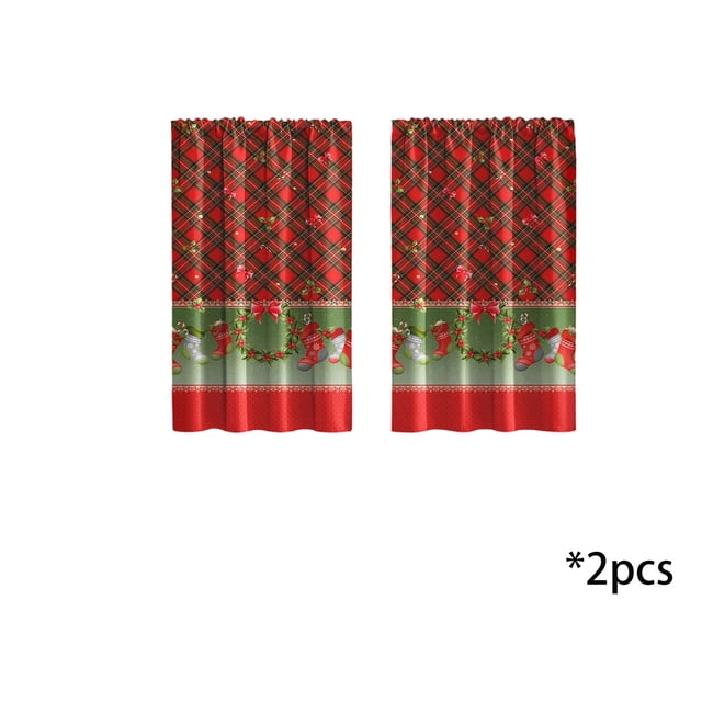 Rideaux Occultants pour Chambre - Rideaux Courts Imprimés Numériques avec Décorations de Noël