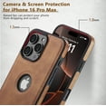 thumbnail image 2 of AIOVETEAB for iPhone 16 Pro Max Case with Stand, Metal Kickstand, Premium Leather TPU Hybrid Case Cover for iPhone 16 Pro Max,Brown, 2 of 7