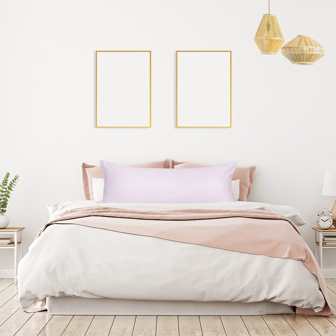 Unique Bargains 2 Pack Silky Satin Body Pillow Cases Lavender Gray 21" x 48"
