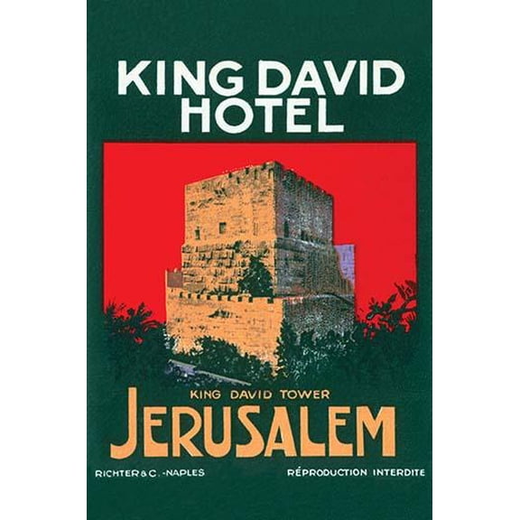 King David Hotel Luggage Label-Fine Art Canvas Print (20" x 30")