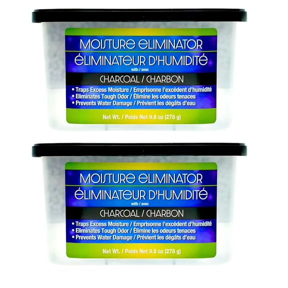 (2) Charcoal Moisture Eliminator, 9.8 oz Odor Absorber Humidity Control for Closets Basements Cars Bathrooms