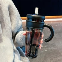 Gallickan Water Cup, 37oz Large Capacity Scald Proof Plastic Straw Tumbler, Ice Bar Cooler Design Drop Proof, Portable Heat Proof Drinkware for Travel Outdoors, Black