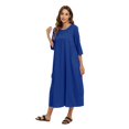thumbnail image 3 of Women's Dress Long Sleeve Casual Plus Size Dress Solid Loose Casual Crewneck Long Dress,S-5XL, 3 of 7