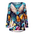 thumbnail image 4 of TSADFHJI T-Shirt à Manches Longues pour Femmes Printemps et Automne Imprimé Col Rond Raglan Manches Longues devant et derrière T-Shirt Mi-Long TG Jaune, 4 of 5