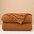 thumbnail image 5 of Chunky Cable Knit Throw Blanket Lightweight Burnt Orange 100% Organic Cotton Blanket for Sofa Couch Bed Baby Nursery, Rustic Shabby Chic Modern Farmhouse, 51” x 63” Give Laundering Bag, 5 of 7
