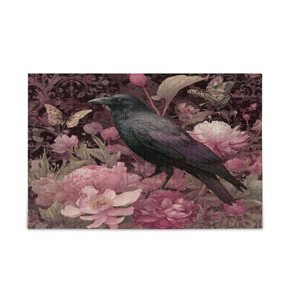 WOBOGO Peony Crow Puzzle Challenge 500 Piece Jigsaw Suitable for Game Night Finished Size 20.5 x 14.9in