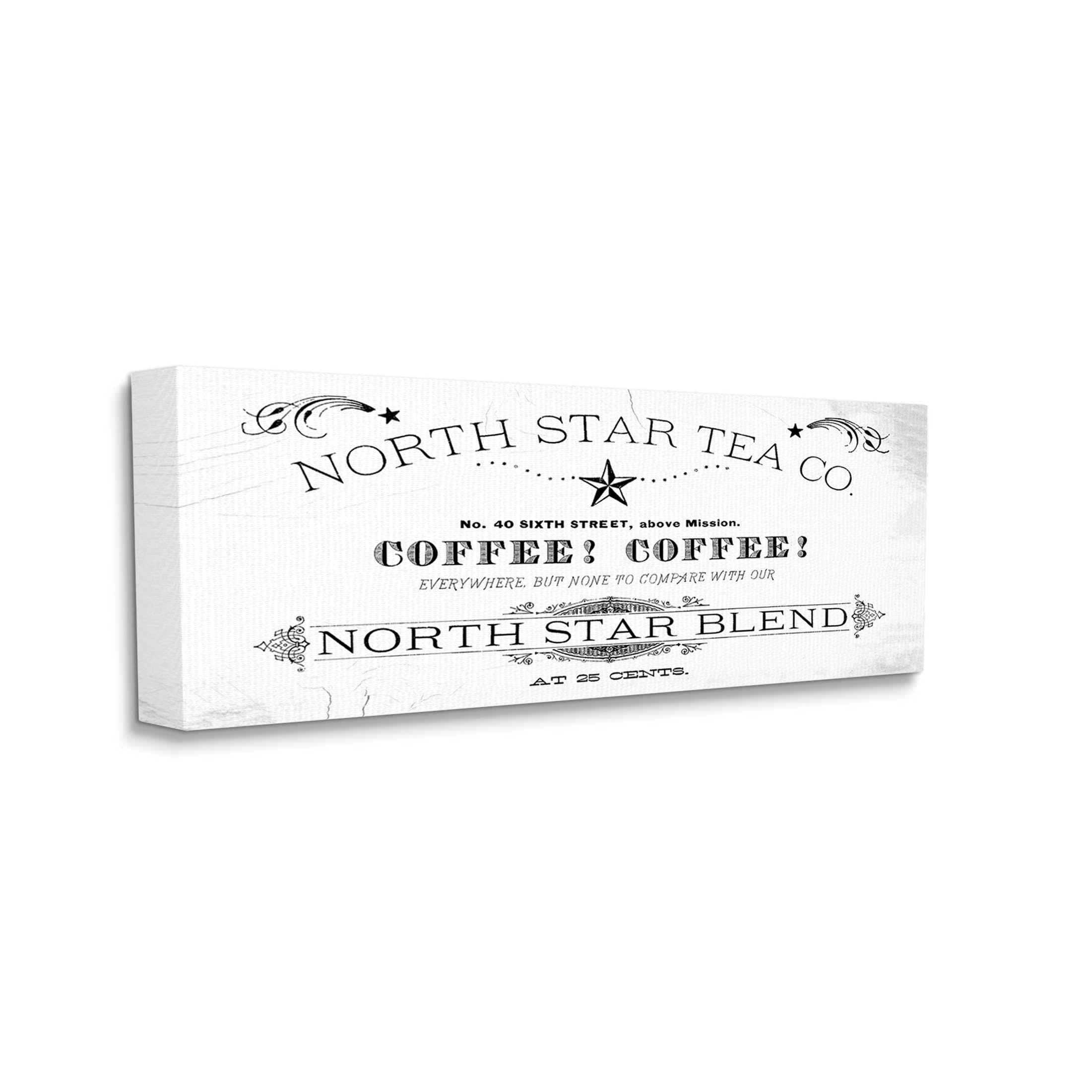 Stupell Industries North Star Tea Coffee Vintage Graphic Art Gallery Wrapped Canvas Print Wall Art, Design by Lil' Rue