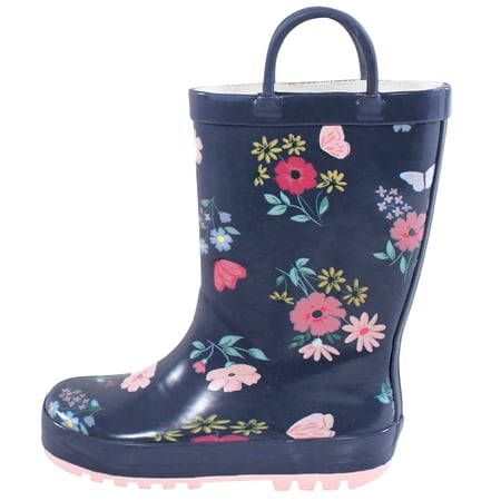 Hudson Baby Girls Rain Boots Blue Butterfly Floral 10 Toddler