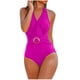 thumbnail image 2 of Trajes de baño de una pieza para mujer, moda de verano, color sólido, con cojín en el pecho y sin soporte de acero, bikini con tirantes sin espalda., 2 of 3