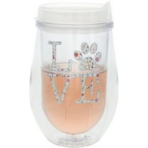 Pavilion Gift Company - Love - 12 oz Acrylic Stemless Wine Glass with Lid