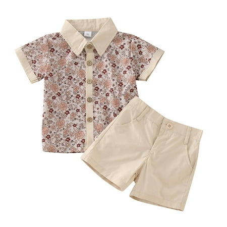 

Kids Toddler Baby Boys Family Matching Outfits Short Sleeve Floral Shirt Tops Solid Shorts Pants Outfits Set 2PCS