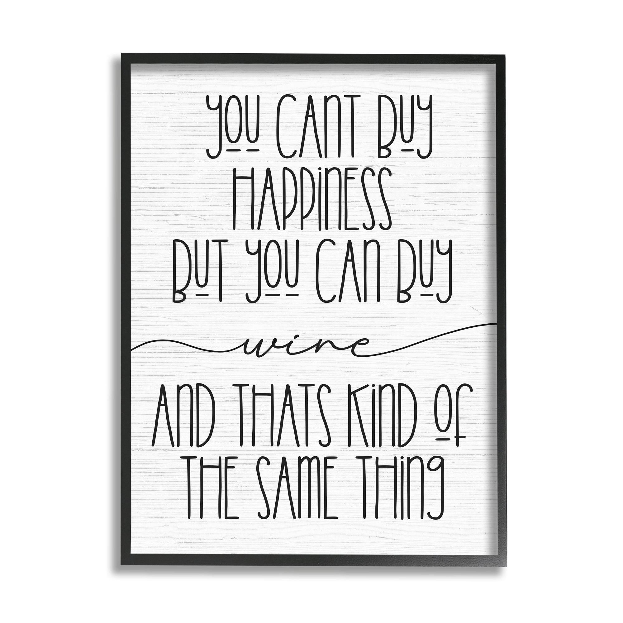 Stupell Industries Can Buy Wine and Happiness Humorous Bar Sign,16 x 20, Design by Daphne Polselli