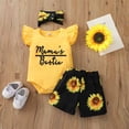 thumbnail image 6 of Dooleck Mamas Bestie Baby Girl Clothes Infant Ruffle Bodysuit Sunflower Shorts Outfit, 6 of 7