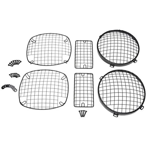 Kentrol 97-06 Jeep Wrangler TJ Wire Mesh Guard Set 6 Pieces - Powdercoat Black