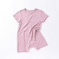thumbnail image 2 of MeetoTime Baby Boys Girls Solid Color Bottons Short Sleeve Round Neck Jumpsuit Summer Newborn Infant Rompers, 2 of 3