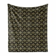 thumbnail image 1 of Yellow Damask Soft Flannel Fleece Throw Blanket, Royal Venetian Style Floral Ornament with Leaves Stems, Cozy Plush for Indoor and Outdoor Use, 50" x 60", Charcoal Grey and Yellow, by Ambesonne, 1 of 6