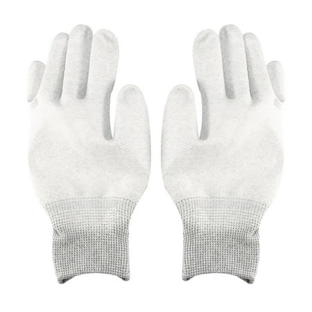 Carbon Fiber Gloves - 2 Pair, Nylon Carbon fiber Work Gloves Microfiber Full Finger Working Protective Gloves Gray L