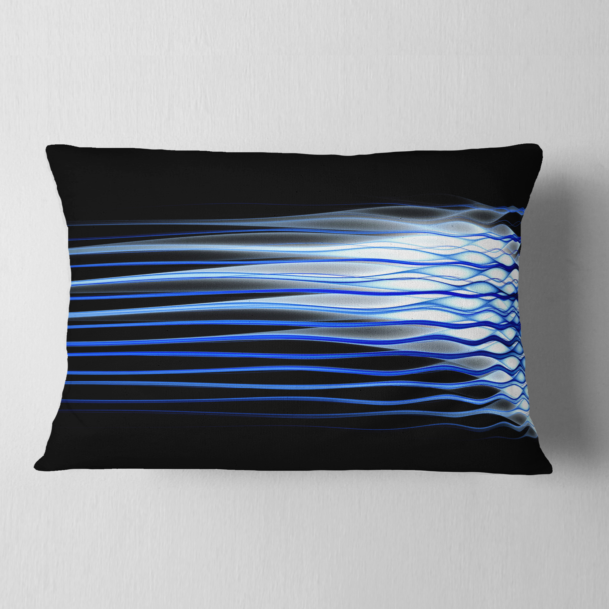 Designart Dark Blue Fractal Waves - Abstract Throw Pillow - 12x20