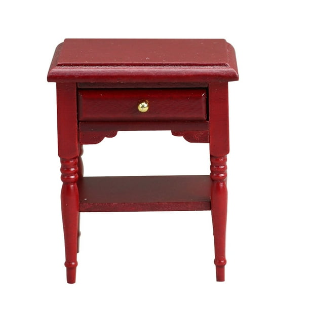 KAKOWELY Mesita de noche de madera en miniatura, modelo de mesa de noche, decoración para casa de muñecas