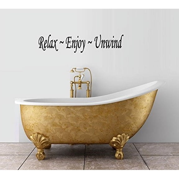 Decal ~ RELAX ENJOY UNWIND ~ WALL DECAL, HOME DECOR 6" X 28"