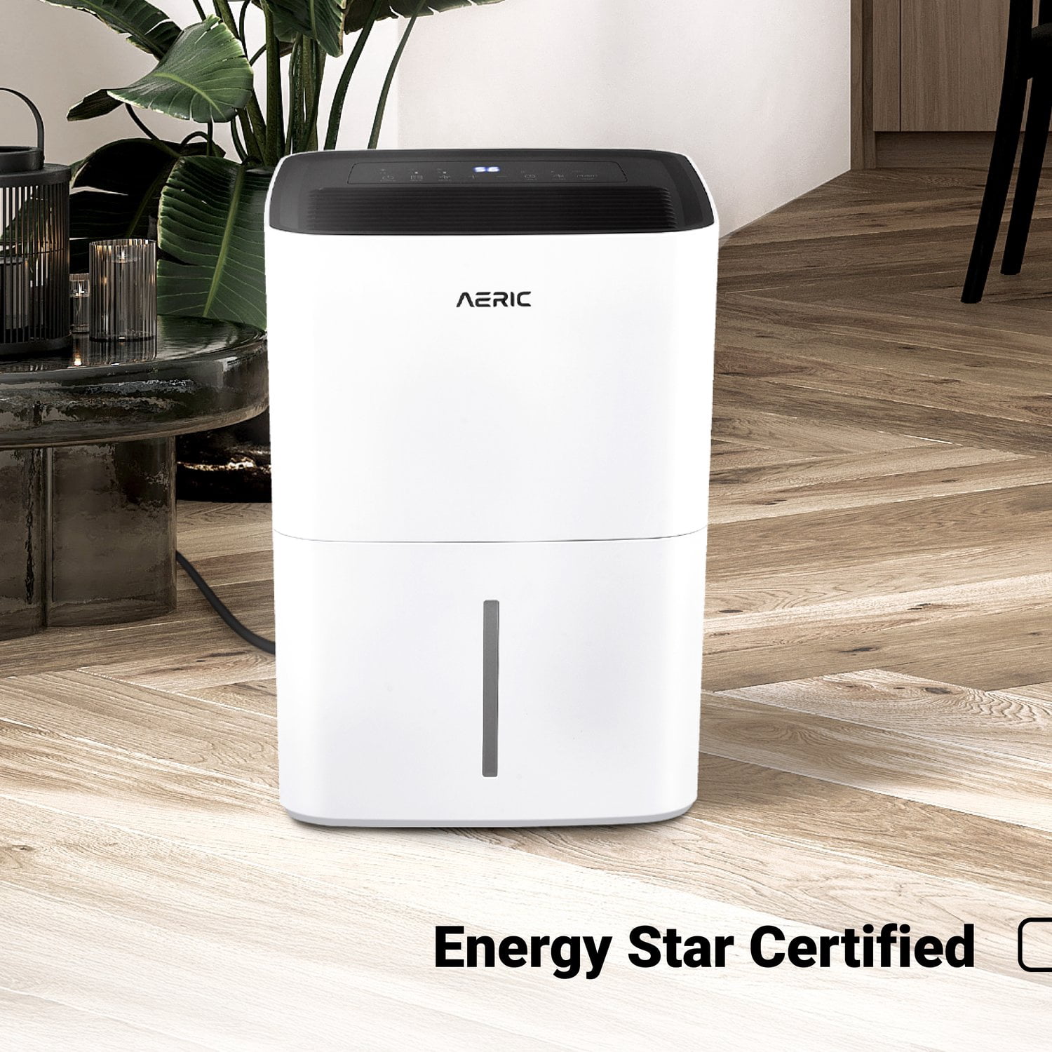 Aeric 50-Pint 4500 Sq Ft Portable Dehumidifier with Cooling Fan, Drain Hose & Pump, White, AERD501PF