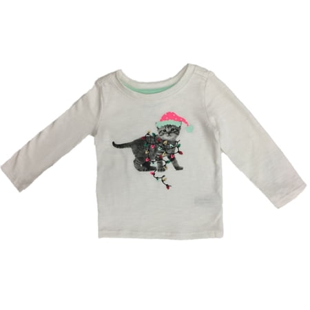 Cat Jack Infant Girls Cat Kitty Christmas Tree Long Sleeve T-Shirt Tee Shirt 12m
