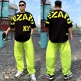 thumbnail image 5 of Conjunto de pantalones para hombre, chándal deportivo con alfabeto, para correr, camiseta y pantalones, 2 piezas, poliéster elástico, talla XL, 5 of 5