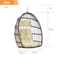 thumbnail image 2 of AOOWOW Gray Hanging Egg Chair Without Stand, Wicker Swing Chair with Off-White Cushion, 350lbs Indoor Outdoor Use, 2 of 5