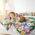 thumbnail image 4 of Feelyou Cartoon Jungle Rabbit Full Size Comforter Sets for Kids, Spring Eastern Eggs Bedding Comforter Set, Garden Butterfly Floral Reversible Bedding Sets, Super Cozy Room Decor, 3 Pieces, 4 of 8