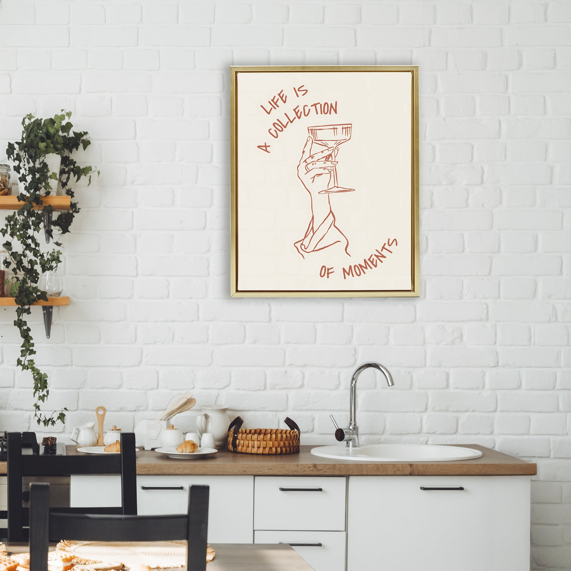 Stupell Industries Life Is A Collection of Moments Toast Gold Framed Floater Canvas Wall Art, design by The Prints Vibe