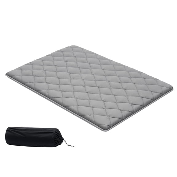 KFFKFF Foldable Japanese Tatami Mat, Full-Size Floor Mattress with Storage Bag & Fastener, 9-Layer Design for Sleeping, Meditation, Yoga, Dormitory Use, 80 x 54 x 3.5 in, Gray