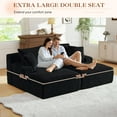 thumbnail image 5 of Muumblus Oversized Double Chaise Lounge Chair, Modern Indoor Boneless Cloud Sofa, Plush Corduroy Upholstered Modural Sectional Sleeper Couch for Living Room Apartment, Black, 5 of 9