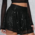 thumbnail image 2 of WAYUTE Women Shorts Sparkling Sequined Double Layer Mesh Shorts Dance Performance Casual Fashion Shorts, 2 of 6