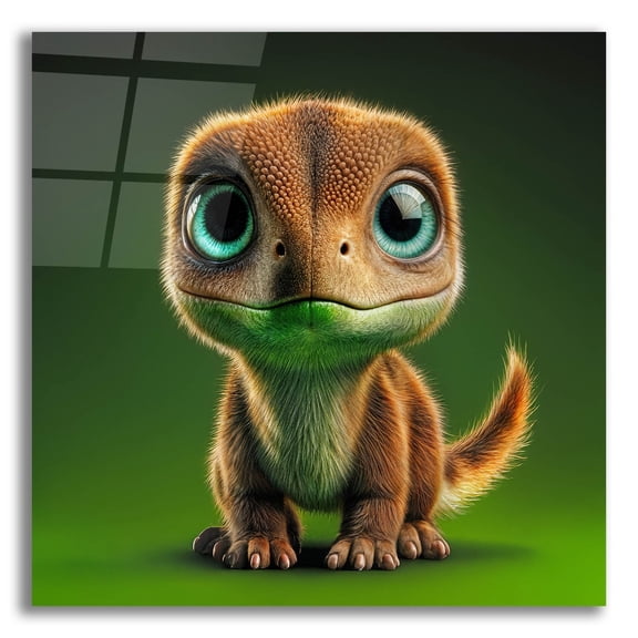 Epic Art 'Cute Baby Dinosaur' by Rey Klimt Acrylic Glass Wall Art, 12" x 12"