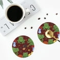 thumbnail image 4 of Honeii Frogs and Mushrooms print Leather Coaster Set of 4, ideal for safeguarding your furniture from drinks spills and effortless cleanup-Round Shape, 4 of 6