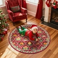 thumbnail image 6 of Christmas Rugs, Yamaziot Area Rug for Living Room, 4ft Round Rug for Bedroom Floor, Washable Non Slip Christmas Mat Carpet, Doormat for Xmas Home Indoor Decor, Red, 6 of 6