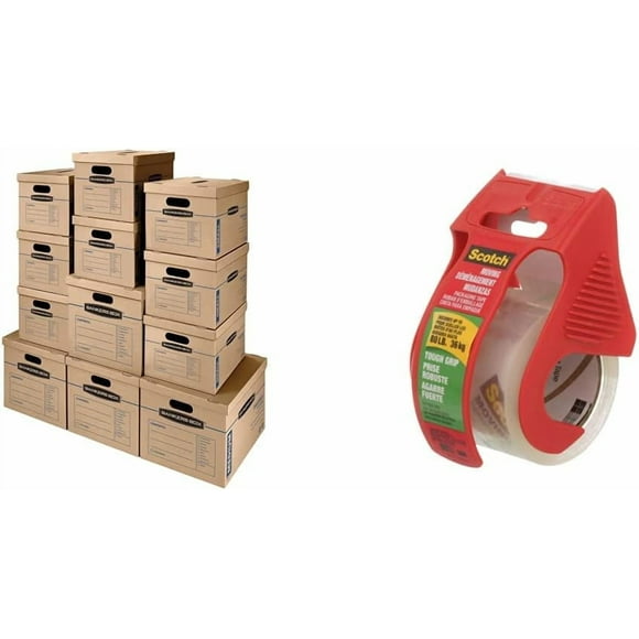 SmoothMove Classic Moving Kit Boxes TapeAssembly Easy Carry Handles Small Medium ()
