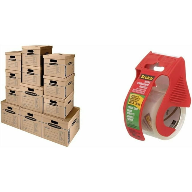 SmoothMove Classic Moving Kit Boxes TapeAssembly Easy Carry Handles Small Medium ()