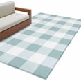 thumbnail image 2 of Aqua Plaid Area Rug 4x6 FT, Non Slip Kids Room Carpet, Spring Summer Farmhouse Buffalo Checkered Washable Soft Floor Carpet Non-Shedding Throw Rug for Dorm Kitchen Study Room Home Office Bedside, 2 of 9