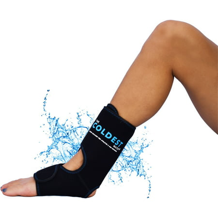 The Coldest Foot Ankle Achilles Pain Relief Ice Wrap with 2 Cold Gel Packs | Best for Achilles Tendon Injuries, Plantar Fasciitis, Bursitis & Sore Feet Built for Cold Therapy (Black (Best Shoes For Sore Ankles)