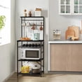 thumbnail image 3 of Black Metal Kitchen Baker's Rack with Storage Shelves, Wine Holders, S-Hooks, Adjustable, 3 of 7