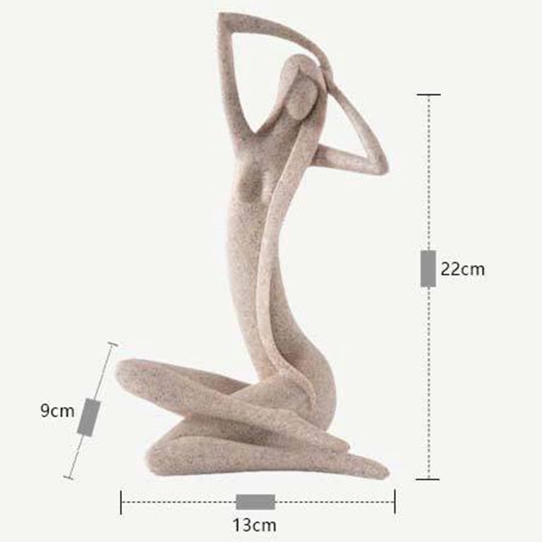 HAUCOZE Modern Abstract Woman Sculpture Statue - 15.7 Inch Polyresin Home Decor Art Figurine Blue