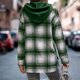 thumbnail image 4 of Sudadera con capucha de retales para mujer, jersey de manga larga de fibra de poliéster con dobladillo abierto, sudaderas con capucha de retales a cuadros para el trabajo diario, 4 of 6