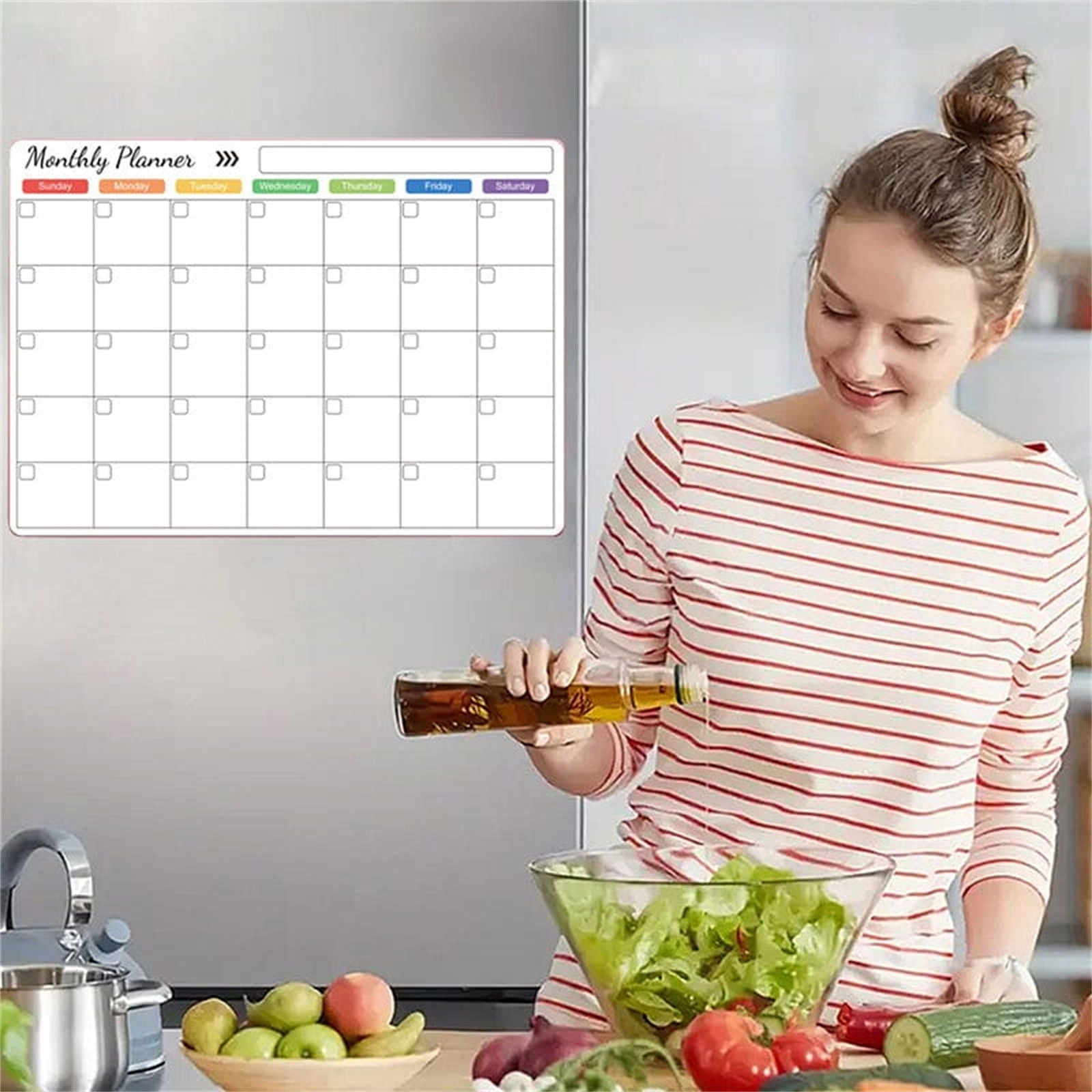 Magnetic Fridge Calendar Set,3 Pack Magnetic Whiteboard Stickers for Fridge, Study Planner Message Boards, Easy-Erase Markers Included, Perfect for Family Organization, Kids Teachers White